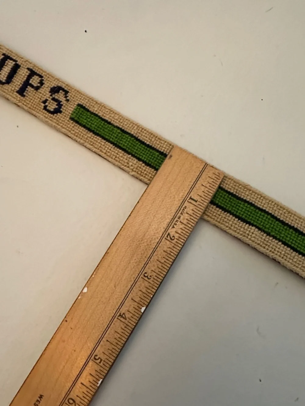 HANDMADE NEEDLEPOINT LEATHER BELT INTIALS DPS GREEN BLUE